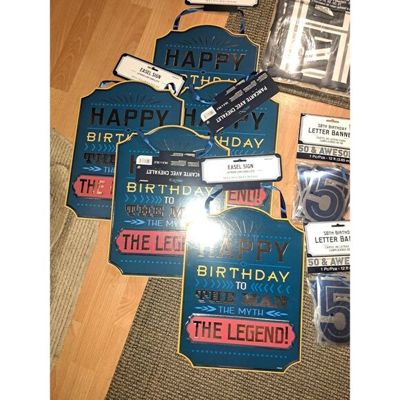 LOT of "50th Birthday" decor new in packages 96 banners-5 Plaques1 XL Banner - Picture 8 of 8
